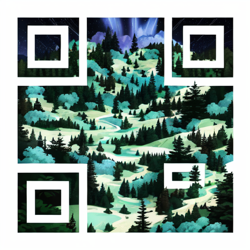 qr code with an ai styling of a forest that links to https://mrpalumbo.com