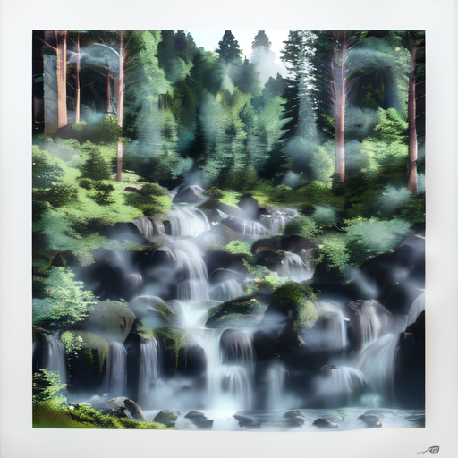 qr code with an ai styling of a forest and creek that links to https://mrpalumbo.com