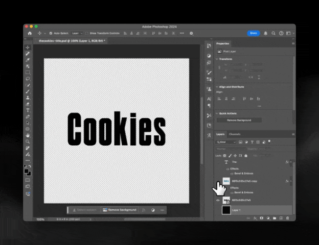 Adobe Photoshop showcasing the creation of the Cookies title image.