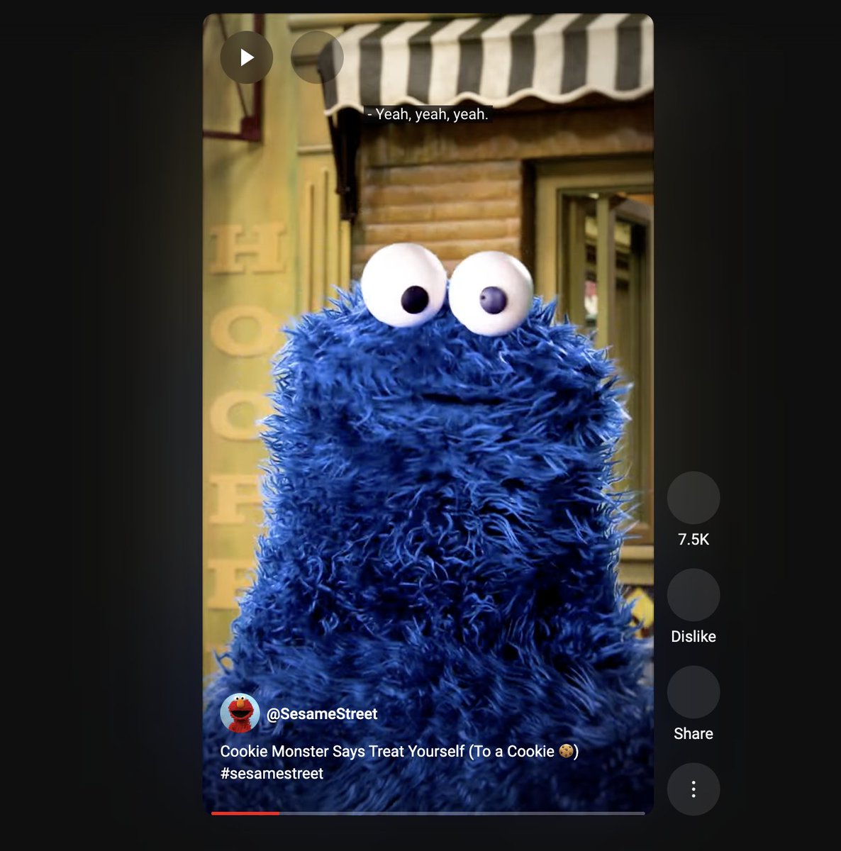 YouTube short of Cookie Monster